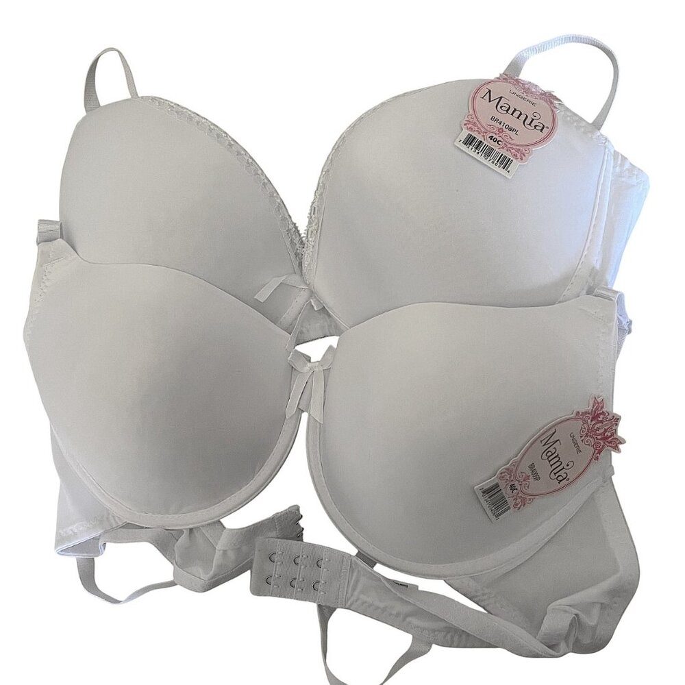 Mamia 3-Pack Solid Blue White Bra Set BR4108PL Multi-Color Value Pack Bundle 40C - Picture 4 of 7